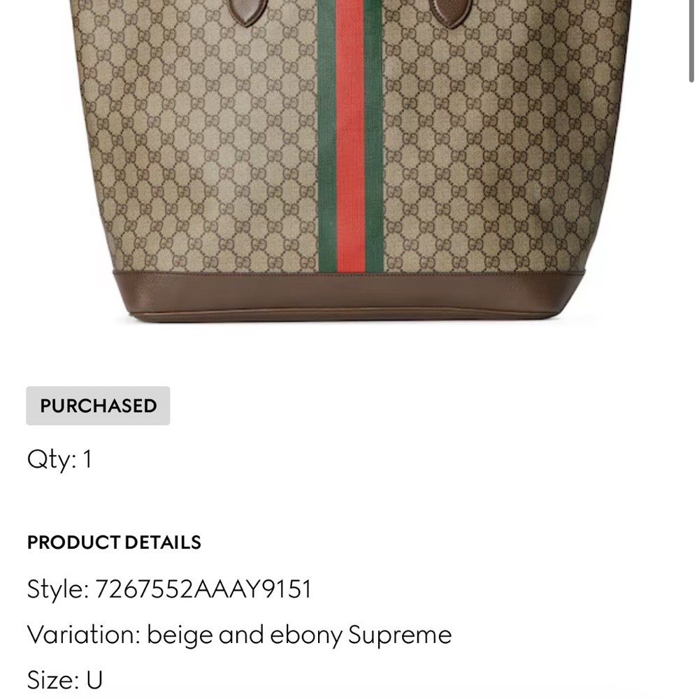 Gucci Beige and Brown Tote with Green and Red Stripe - Picture 6 of 9